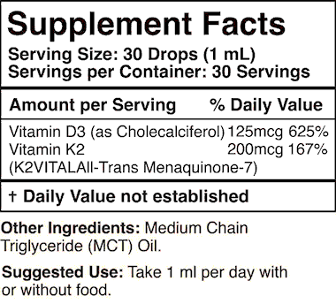 Vitamin D3 & Vitamin K2 supplement facts